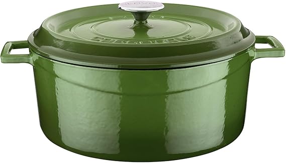 Lava Casting Round Pot, Trendy, 28cm, 6.71 L Volume, Green
