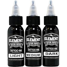 Element Tattoo Supply Greywash Tattoo Ink Set for Professional Tattooing Supplies Light, Medium & Dark Solid Shades for Outlining, Shading & Blending for Artists 1 oz Bottle (3 Pack)