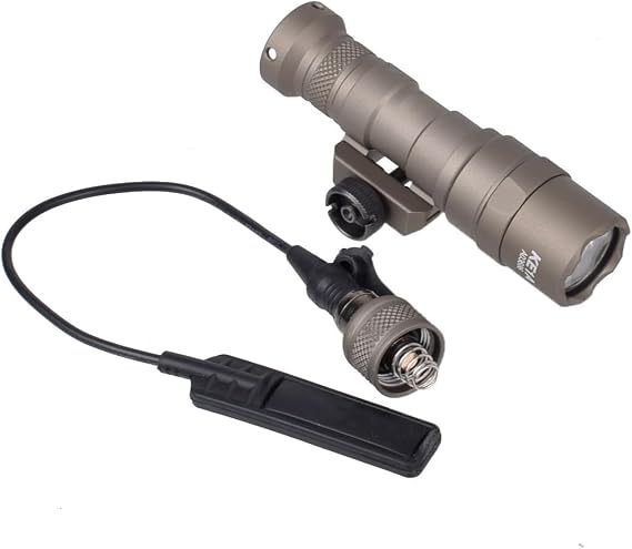 M300B Mini Scout Flashlight Torch Light,200 Lumens LED White Light Strong Flashlight,With Remote Pressure Switch Momentary Mode & Replaceable Mounting Tail Cap Base Constant Mode,For 20mm Rail,Tan