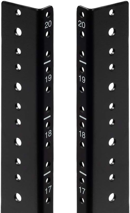 NavePoint 20U Vertical Rack Rail Pair DIY Kit with Hardware, Black