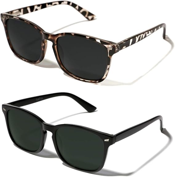 TIJN Polarized Sunglasses for Womens and Mens,Classic Square Frames Shades for UV Protection, Stylish and Trendy Sunnies