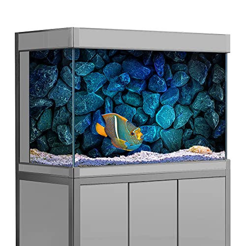 SB little Aquarium Background Sticker,Blue Stone Wall Simple HD Printing Wallpaper Fish Tank Backdrop Decorations PVC Landscape Poster 19.6x31.4 50x80cm