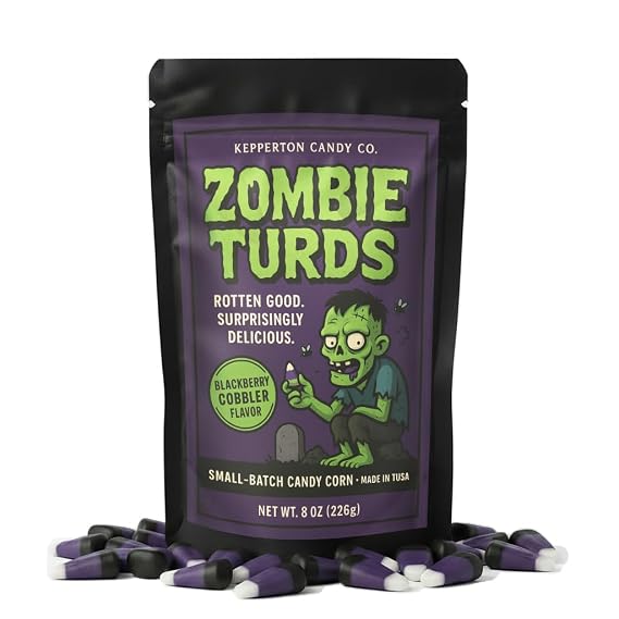 Zombie Turds Candy Corn Rotten Good & Surprisingly Delicious Berry Cobbler Flavor Spooky Halloween Candy for Trick-or-Treat & Parties