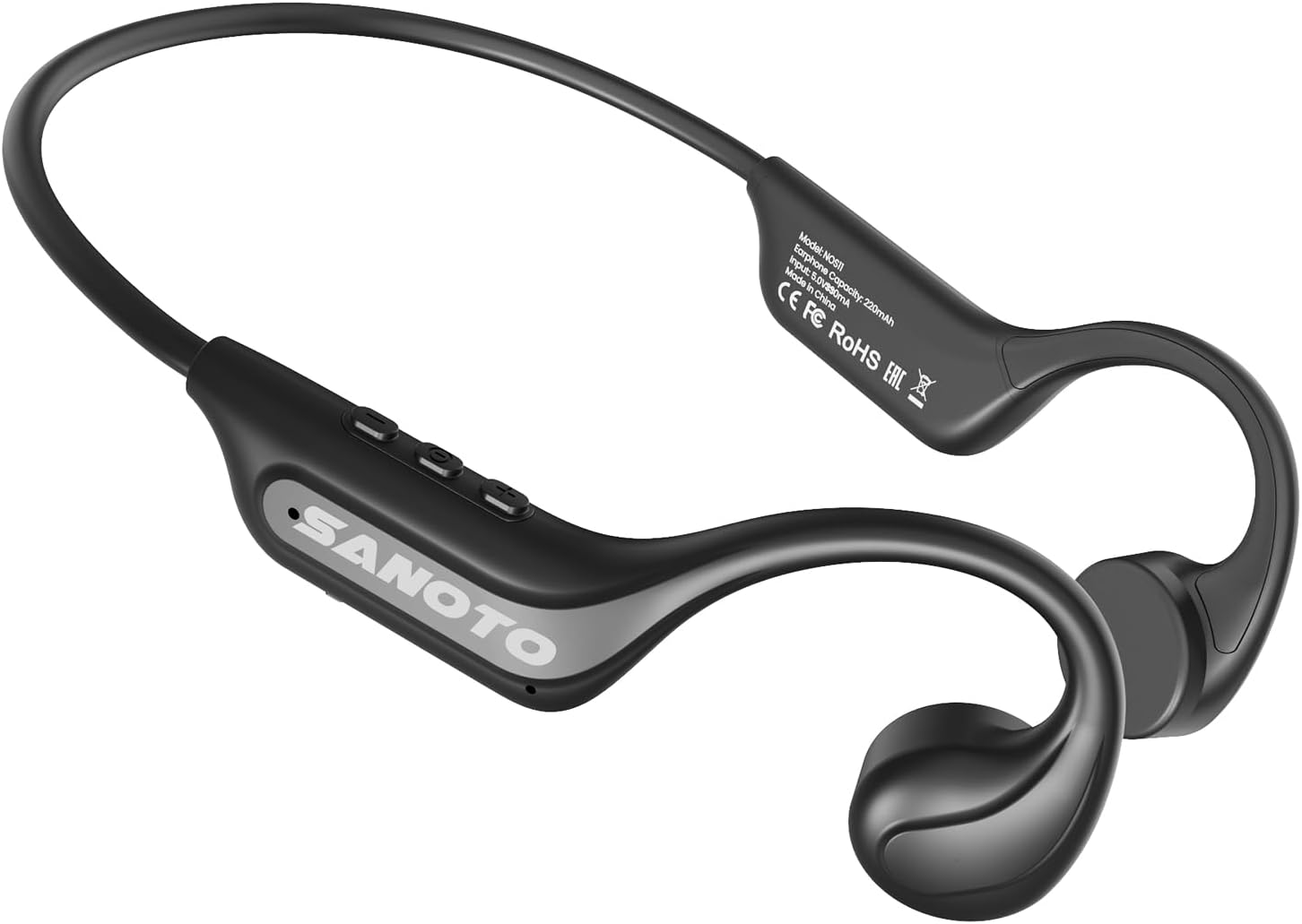 SANOTO Bone Conduction Headphones Bluetooth Open Ear Headphones with Mic, EQ Mode Switching Lightweight Bone Conduction Earbuds IP65 Waterproof Sport Wireless running headphones Cycling Workout