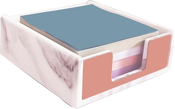 Marble White Sticky Notes Holder,Memo Sticky Holder for 3" x 3" Adhesive notepads Storage Tray Despensers Office Desk Accessories Suppplies
