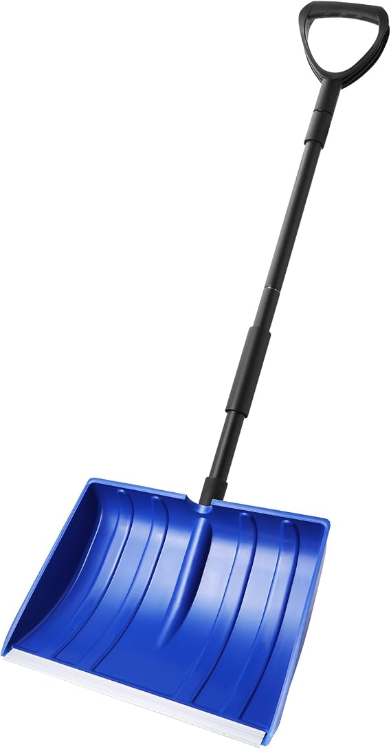 Yocada Snow Shovel for Driveway Home Garage Snow Removal 55 inch Long | with D-Grip Handle Aluminum Strip Large Capacity Shovel for Garden Car Camping Outdoor