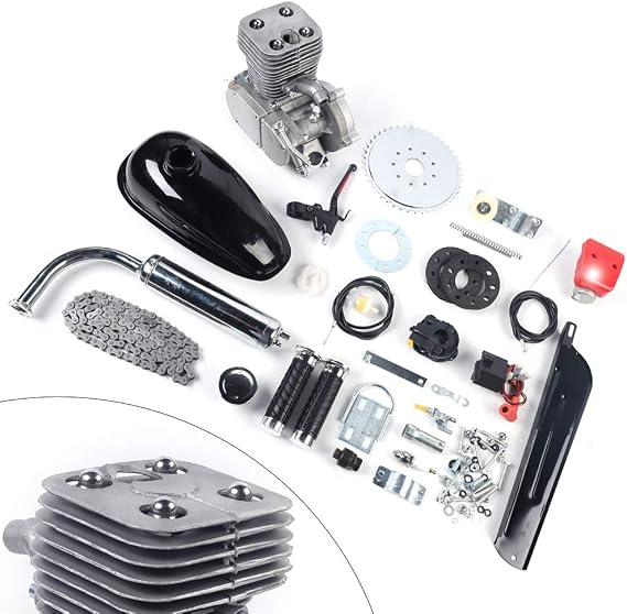 100cc Bicycle Engine Kit, 2 Stroke Bike Motor Kit,Gasoline Motor 44 Tooth 100CC Bike Engine Kit, Air-Cooling Modified Full Set for 26"/28" Bikes Modified for Mountain Bikes, Road Bikes