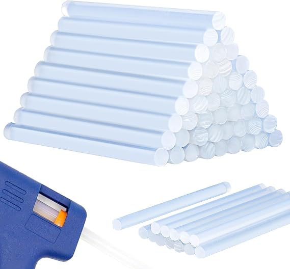 Sukh 50PCS Mini Hot Glue Sticks - Clear Mini Glue Gun Sticks for Crafting | Small Glue Sticks for Fabric, Wood, Paper, Metal and Plastic, All-Purpose Craft Supplies, 4 Inch x 0.27 Inch