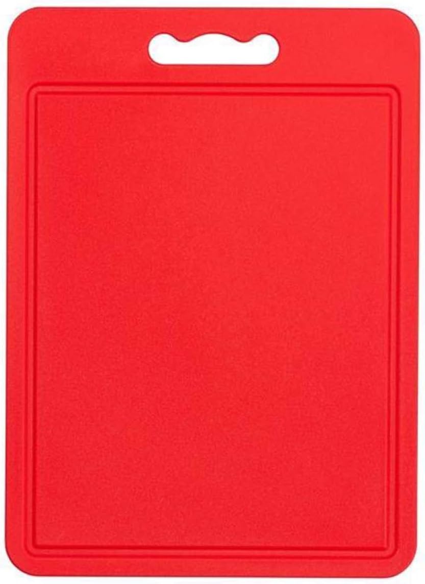 Chef Aid Red Plastic Chopping Board, 35x25cm, Non-slip, Dishwasher Safe