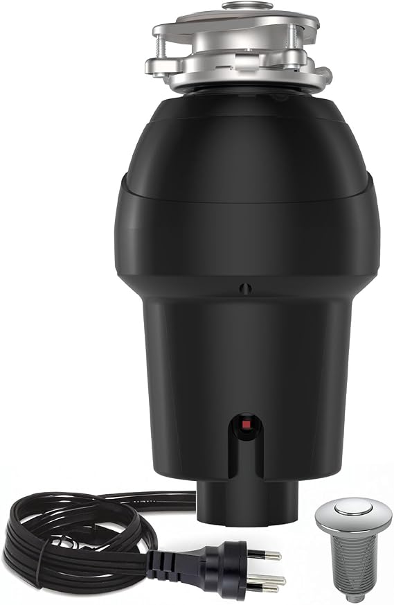 Garbage Disposal, 1 Hp Continuous Feed Food Waste Disposer with Air Switch, Compact Stainless Steel Food Waste Disposer, Food Waste Grinding System for Under Kitchen Sink, Black