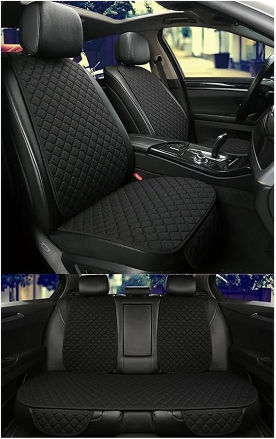 Linen Car Seat Cover Seat Cushion Compatible for MG ZS GT HS RX5 MG5 MG6 CAR Accessories Front Row Back Row Auto Goods(Black 5 seat)