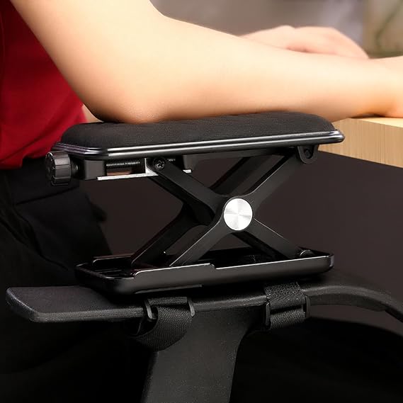 Ergonomic Arm Rest Armrest Pad with Wrist Cushion,Height Adjustable Thick Office Chair Arm Armrest Pads Elbow Support Wrist Pad Arm Chair Rest Pad,Attaches to Chair with Straps (Black)