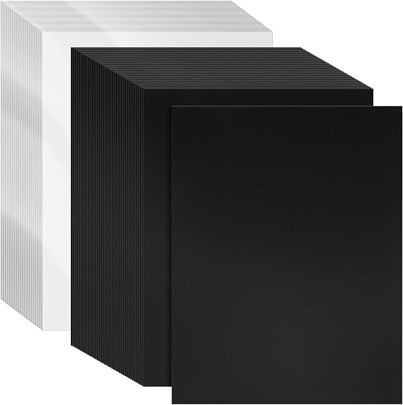 VOKOY 100 Pack 8.5x11 Inches Binding Covers and Backs Set, Letter Size Quality Un-Punched Report Covers, 50 Pcs 10mil Clear Binding Covers 50 Pcs 12mil Black Plastic Covers for Home Office
