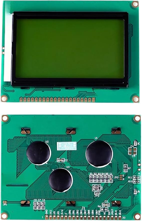 128X64 LCD Display Module STN Blue Yellow-Green Screen I2C Interface Wide 3.3V-5V Voltage Built-in Chinese Font High Resolution LED Backlight Multiple MCU Integration (A)