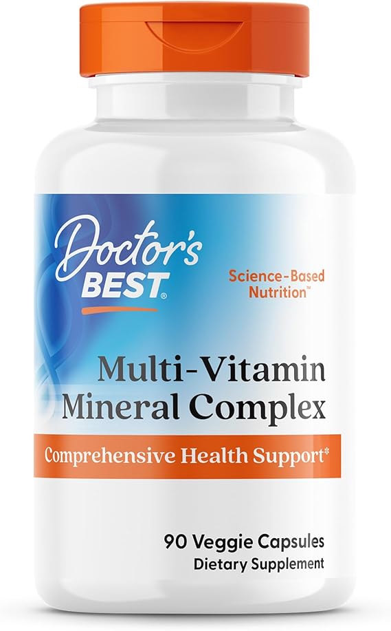Doctor's Best Multi-Vitamin Mineral Complex - Daily Vegan Multivitamin for Women & Men, Vitamins A, C, D3, E, K2, Riboflavin, Niacin, Health Support Supplement for Adults, Non-GMO - 90 Veg Capsules