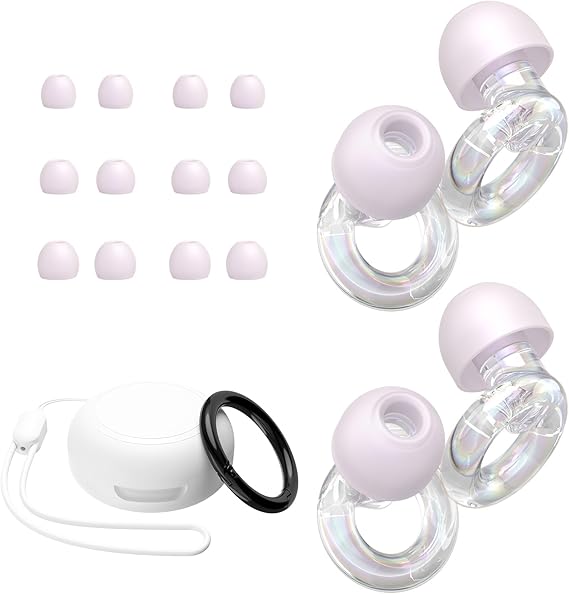 JUSTRVN Ear Plugs for Concert, 2 Pairs of Noise Reduction Earplugs 25dB-30dB with 8 Ear Tips&Carry case,Reusable Hearing Protection earplugs for Sleep,Social,Work,Focus&Noise Sensitivity