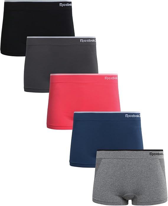 Reebok Womens Boyshorts 5 Pack 3'' Inseam Performance Seamless Underwear