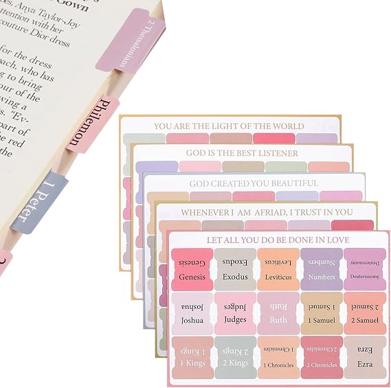 Bible Labels,Bible tabs,Bible tabs Index Stickers Bible Divider tabs,75 Pcs | Bible Tabs for Women,for Old and New Testament Studying with Blank Laminated Bible Tabs Bible Journaling Supplies