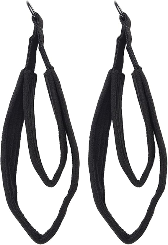 GLOBALHUT 2 Pack Pilates Double Loop Straps with D-Rings, Cotton Webbing Foot Straps for Reformer Workout, Home Gym Flexibility Training Equipment, Black
