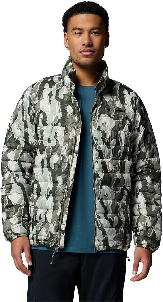 Columbia Powder Lite II Printed Jacket Stone Green Treebark L
