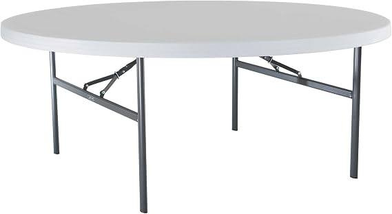 Lifetime 22673 Folding Round Table, 6 Foot, White Granite