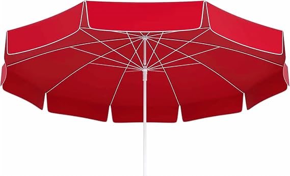 Aethra 220cm 10 Telli Plaj ve Bahçe Güneş Şemsiyesi Oxford Su geçirmez Kumaş + 20 Litre Şemsiye Bidonu - Teras, Balkon ve Kamp Deniz Seyahat İşyeri Önü Etkinlik İçin (KIRMIZI)
