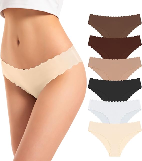 TANSTC Seamless Knickers Women No VPL Underwear Wave Edge 6 Pack | Ultra-soft breathable seamless knickers with wave edge design for a smooth invisible fit and no VPL comfort