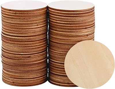 60 Pack 4 Inch Wood Circles for Crafts, Unfinished Wooden Rounds for Painting, Kids Crafts, Burning, Coasters