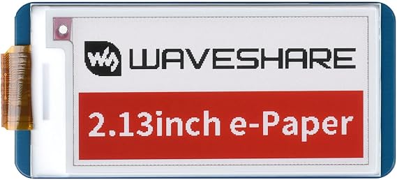 Waveshare 2.13 Inch e-Paper Display Hat(B) V4.212 x 104 Red Black White Three-Colour E-Ink Screen Electronic Paper Module for Raspberry Pi Zero/Zero W/Zero WH/Zero 2W/3B/3B+/4B with SPI Interface