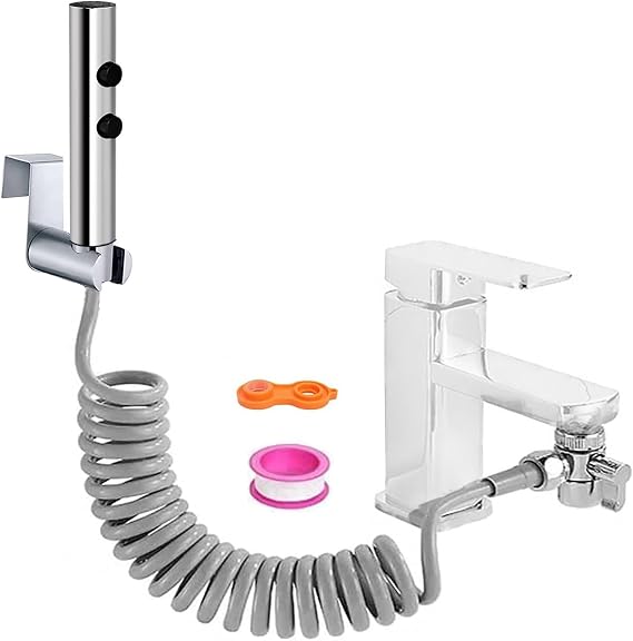 Portable Bidet Shower Kit - Stainless Steel Bathroom Hand Sprayers, Shower with 2 Way Diverter, 150 cm Flexible Hose and Holder