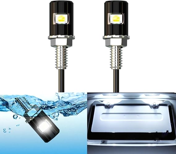 License Plate Light, License Tag Screw Bolt Lamp,12V White LED Lights(2PCS) | Ultra-Bright Waterproof License Plate LED Bulb, Motorcycle Tag Lights Legal for Motorcycle Bike Truck RV ATV, Cool White