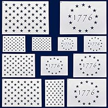 WISYOK American Flag 50 Star Stencils and 13 Stars 1776 Templates, American Flag Templates, Ideal for Painting on Wood, Fabric, Paper, Walls [6 Sizes, 2 Styles]