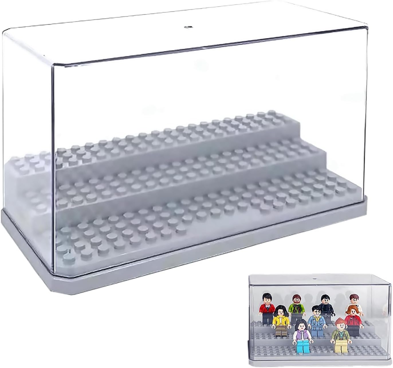 3-Tier Acrylic Minifigures SeriesFigures Blocks Display Cases, Dustproof Building Block Display Box Acrylic Case Boxfor Collection Action Figures Blocks Models - Gift for Lego Lovers Grey