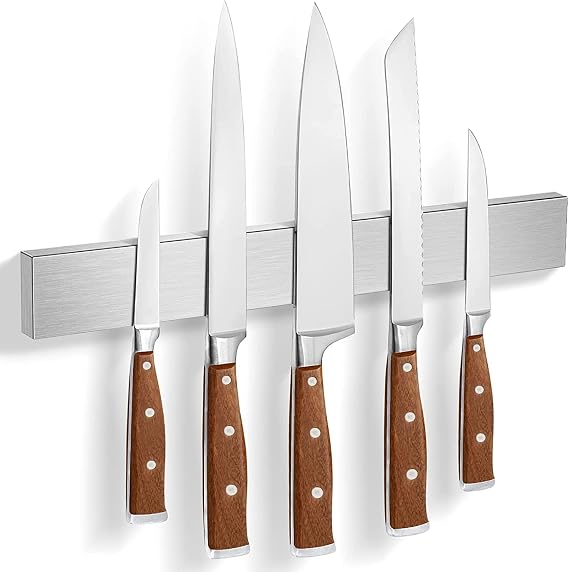 Knife Magnetic Strip, Magnetic Knife Holder for Wall Mount Fridge Refrigerator Knives Magnet Bar Tool Rack RV Kitchen Utensil Holder Metal Kitchen Tool Holder Knives Block RV Accessories 12 Inch