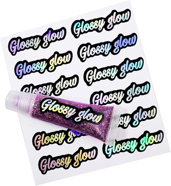 gue 100 Pieces Personalized Name Lip Gloss Stickers Bubble Stick Labels Transparent Custom Logo (50x20mm)