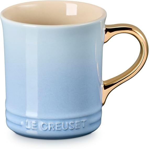 Le Creuset Stoneware Vancouver Mug,14 oz.,Coastal Blue/Gold Metallic Handle