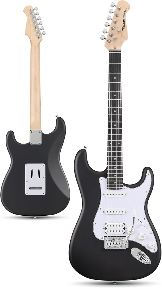 Tostar 39" Solid Body Electric Guitar for Beginner & Intermediate, HSS-SBK | Classic ST Body, HSS Pickups, Canadian Maple Neck, 5-Way Switch, 2.7mm Jumbo Frets, Tremolo Bridge, 1:18 Sealed Tuning Pegs