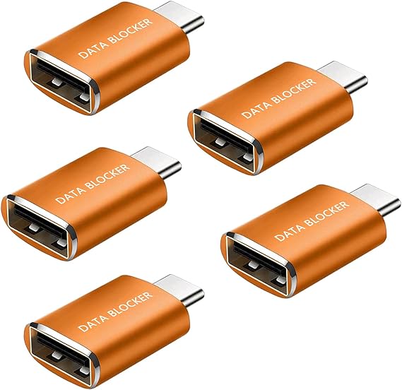 Data Blocker USB,100%  Prevent Hacker Attack.Any Other USB Device Charging,Data Blocker.Data Blockers for Apple Products (5 Orange)