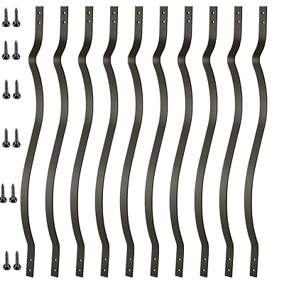 26 Pack Deck Balusters 29.5 Inches Metal Deck Spindles with Screws Black Balusters Iron Deck Spindles, Wave Arc Baluster for Outdoor Stair Deck Porch