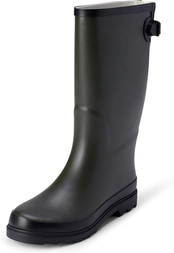 Amazon Essentials Women's Waterproof Tall Rain Boot with Adjustable Buckle