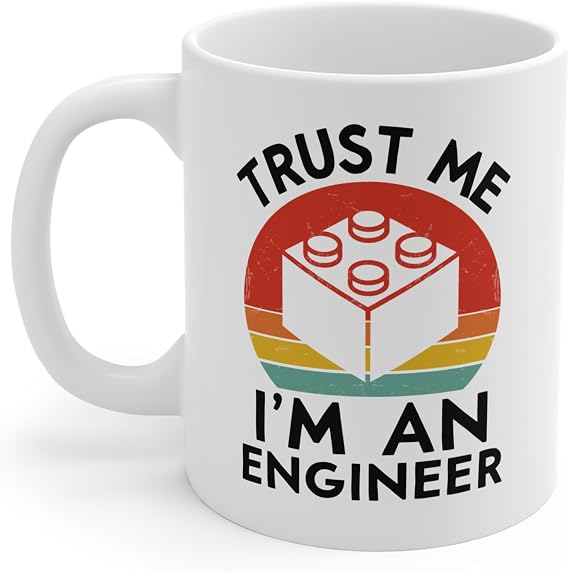 Funny Block Builder Coffee Mug Gifts, Trust Me I'm an Engineer Building Blocks Bricks Cup