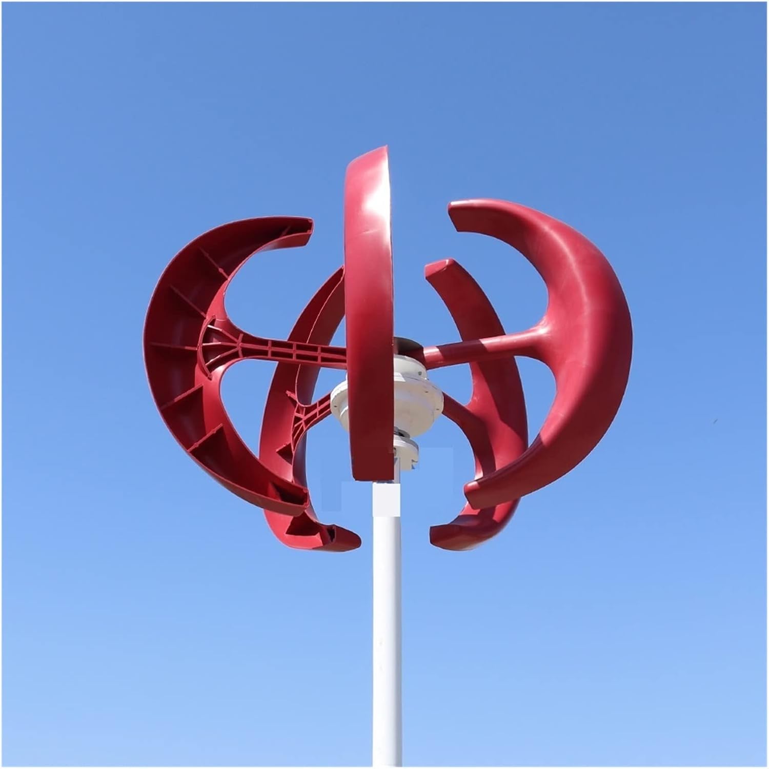 Wind Generator, 5000W 8000W Vertical Axis Wind Turbine 12V 24V48V Windmill Motor Quick Start Home Farm Hybrid Street Light with MPPT Controller,Efficient(Red,Turbine ONLY_48V_5000W)