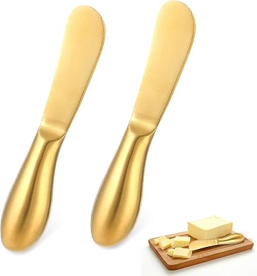 Butter Knife Golden Butter Knife Sst 2 Pcs Cheese and Butter Spreader Knive Set One-Piece Stainless Steel Butter Knife Spreader for Cold Butter Cheese Jam Spreading