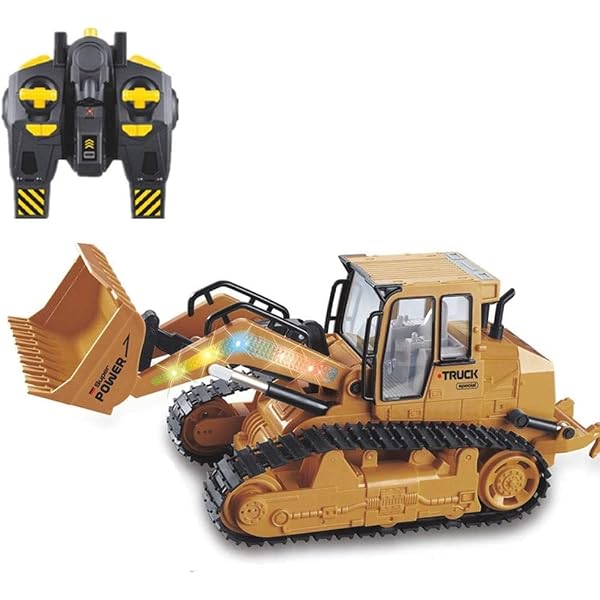 114 Alloy Model Rc Excavator, 2.4G Rechargeable Remote Control Car, 6 Channel Bulldozer with Light Rc Engineering Vehicle Adult Entry Level Rc Model Kids Toys Christmas Birthday Gift  2 Battery