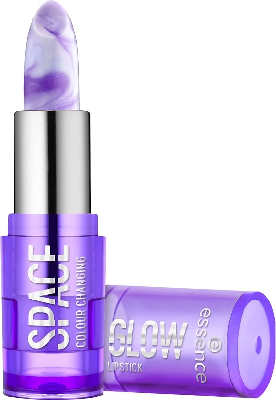 essence Space Glow Color Changing ruj, mor, renk uyumlu, ekspres sonuç, parıltılı, vegan, Clean Beauty standardımıza uygundur, alkol içermez (3,2 g)