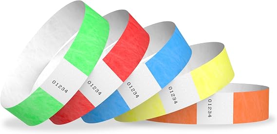 1,000 WristCo 5-Color Variety Pack Tyvek Wristbands for Events | Comfortable Water/Tear-Resistant - USA Made Tyvek Wristband ID Bracelets for Events, Concerts, Party Security, VIP Admission