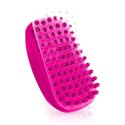 Pet Bath Massage Brush - Premium Cat and Dog Bath Brush Scrubber with Removable Cover - Soft Bristle Silicone Dog Brush for Short & Long Haired Pets - Dog Scrubber for Bath Pink
