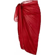Red Beach Wrap Sarong for Women, Chiffon Beach Cover Up Bikini Wrap, Holiday Swimwear for Beach & Pool, Elegant Cruise Sarongs for Women