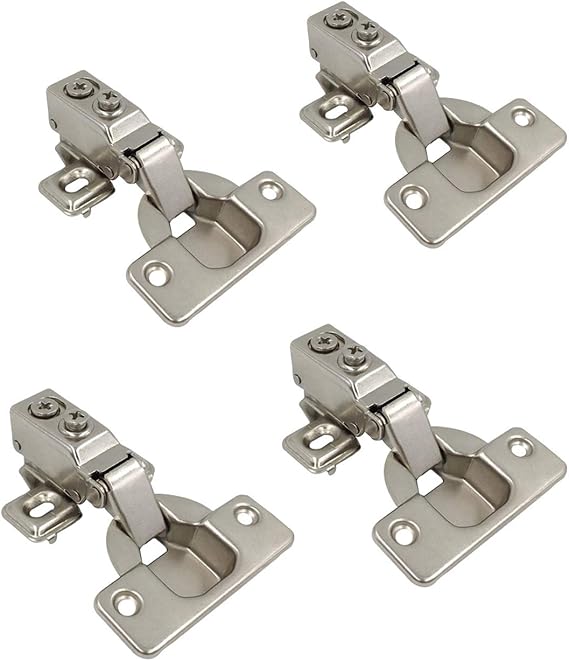 LIKERAINY 95Deg Full Overlay Face Frame Hinge 35mm with Hydraulic Damper for Cabinet Door Compact Soft Closing Short Mini Hinges for Cabinet Cupboard Wardrobe Pack of 4