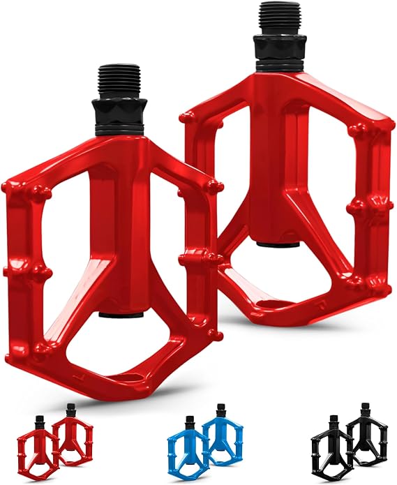 Mountain Bike Pedals, Road MTB Flat Pedals, Non-Slip Lightweight Aluminum Alloy Bicycle Pedals, Fits 9/16" Road Mountain BMX MTB Bike Pedal